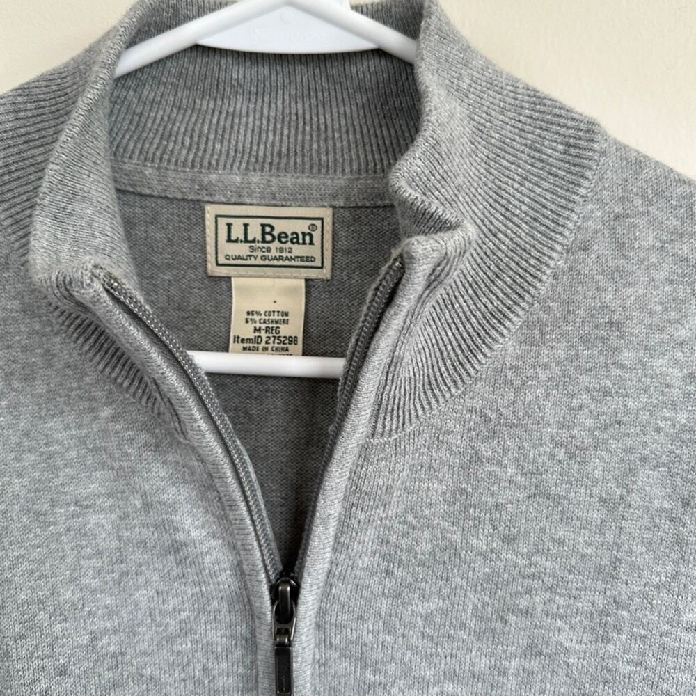 L.L. Bean Cotton Cashmere Blend 1/4 Zip Sweater Pullover Mock Neck Long Sleeve M - Picture 4 of 8